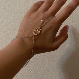 Two tone hamsa hand chain